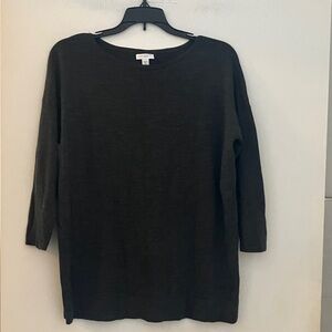J.Jill 100% merino wool 3/4 sleeve crew neck  lightweight sweater grey medium